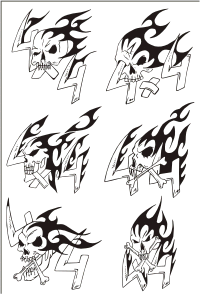 Vector Clip Art - 4x4 Skull Flames
