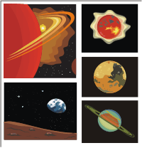 Vector Clip Art - Planets and stars