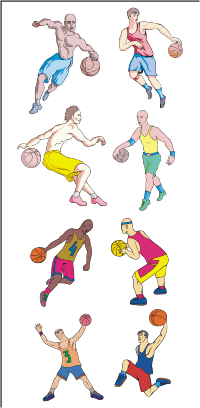 Векторный клипарт - Баскетболисты (цветные рисунки)