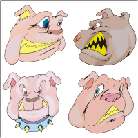 Vector Clip Art - Colorful Bulldog Head Cartoons