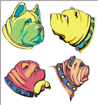 Vector Clip Art - Colorful Bulldog Heads