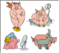 Vector Clip Art - Pig Cartoons