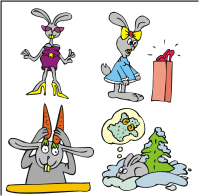 Vector Clip Art - Rabbit Cartoons