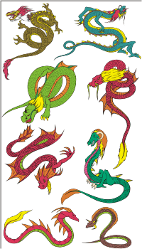 Vector Clip Art - Color dragons 2