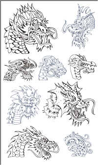 Vector Clip Art - Dragon heads