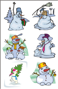 Vector Clip Art - Snowmen Cartoons