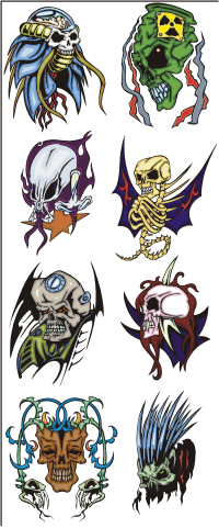 Vector Clip Art - Color Skull Tattoos