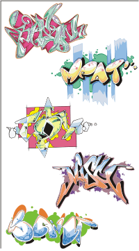 Векторный клипарт - 25 цветных граффити