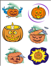 Vector Clip Art - Halloween Pumpkins