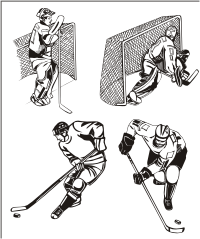 Vector Clip Art - Ice Hockey Players (b/w)