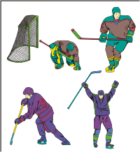 Vector Clip Art - Ice Hockey Players (color)