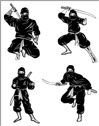 Vector Clip Art - Ninja Clipart (black/white)