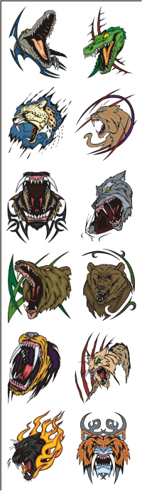 Vector Clip Art - Predator Heads & Jaws