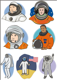 Векторный клипарт - Космонавты и астронавты
