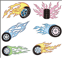 Vector Clip Art - Wheel Flames