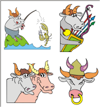 Vector Clip Art - Ox Cartoons (Bulls)