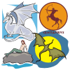 Vector clipart set 'Mythical Creatures Clipart: Dragons, Griffins, Unicorns'