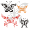 Vector graphics download package: Symmetrical Butterfly Tattoos