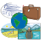 Vector graphics download package: Travel, Vacations and Summertime Clipart